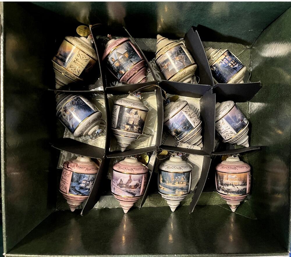 20 Bradford Editions Heirloom Thomas Kincaid Christmas Ornaments Each Unique